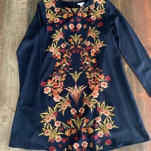 Navy Dress with Vintage Inspired Floral Print